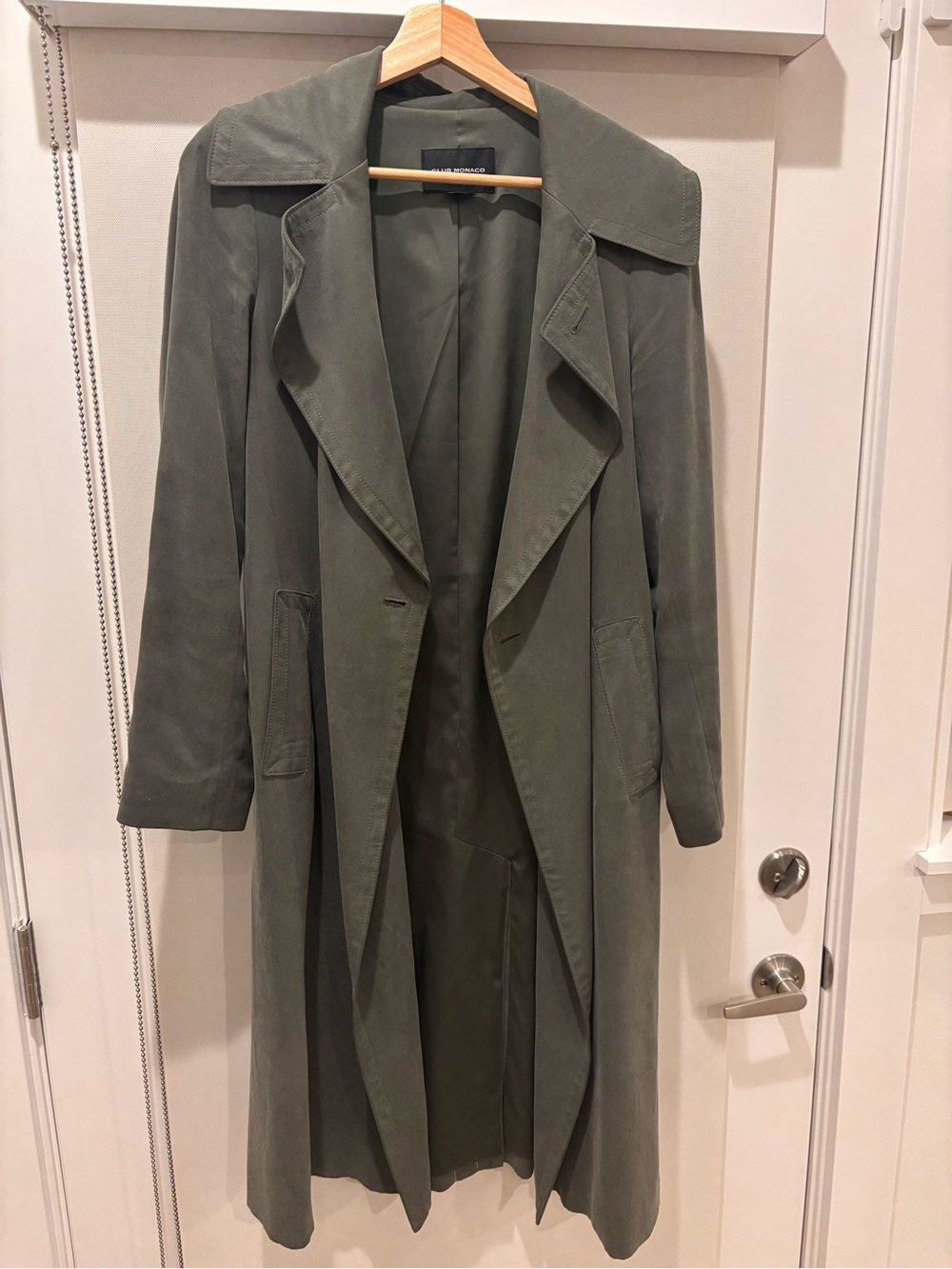 Club Monaco Olive Green Long Trench Coat